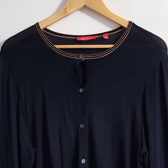 Anne Klein Womens Button Up Cardigan Sweater Size XL Black Office Corporate Goth - Picture 3 of 10
